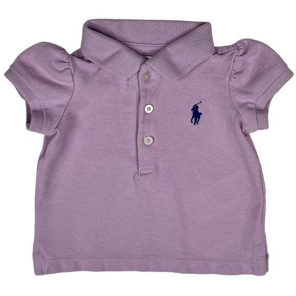 Ralph Lauren Baby Polo Shirt Lavender with Navy Blue Pony Size 3 M - Picture 1 of 9